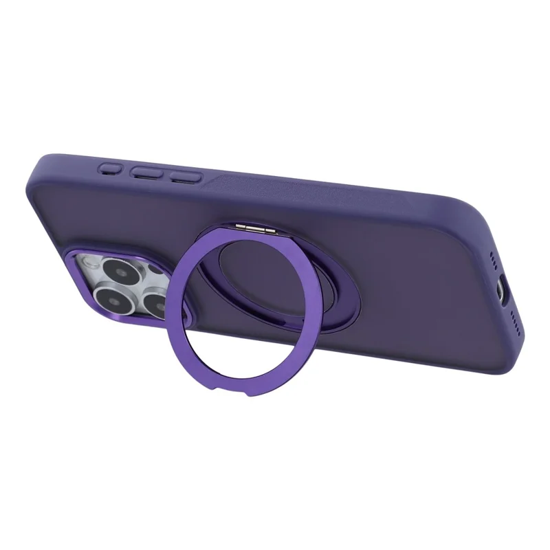 For iPhone 16 Pro Case Rotating Kickstand TPU + PC Anti-slip Matte Phone Back Cover - Purple - 3