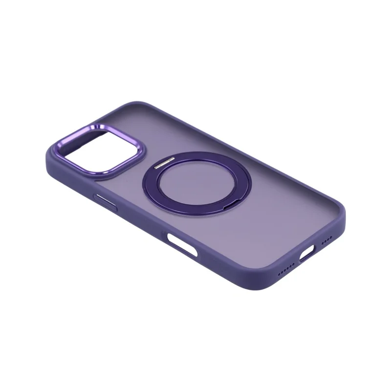For iPhone 16 Pro Case Rotating Kickstand TPU + PC Anti-slip Matte Phone Back Cover - Purple - 4