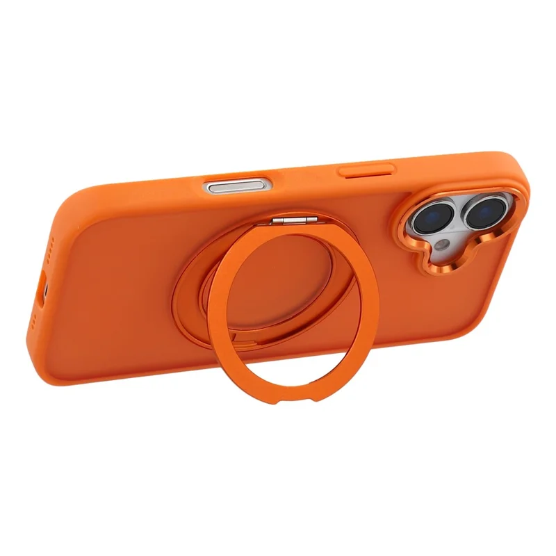 For iPhone 16 Plus Case Rotating Kickstand TPU + PC Anti-slip Matte Phone Back Cover - Orange - 3