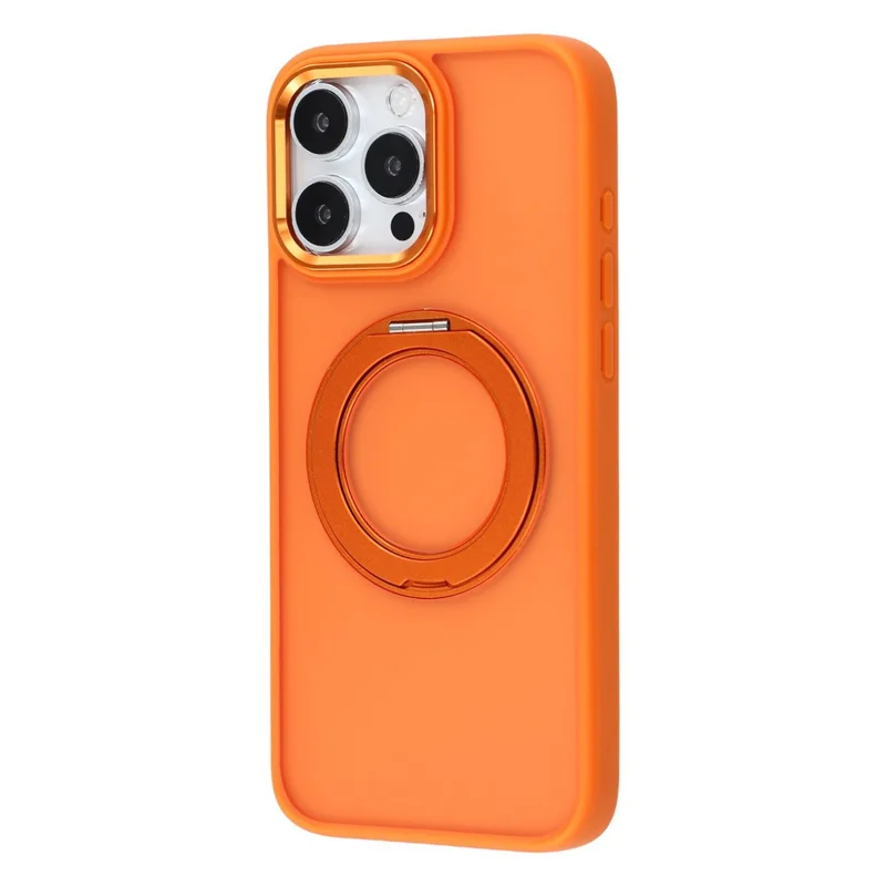 For iPhone 15 Pro Case Rotating Kickstand TPU + PC Anti-slip Matte Phone Back Cover - Orange - 2