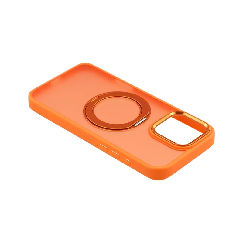 For iPhone 15 Pro Case Rotating Kickstand TPU + PC Anti-slip Matte Phone Back Cover - Orange - 5