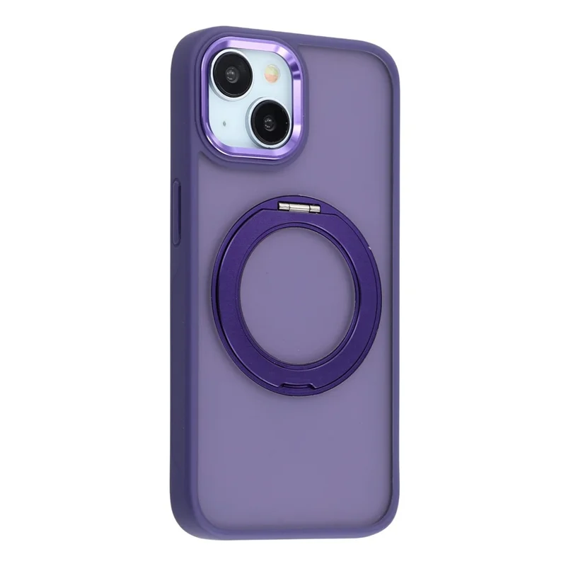 For iPhone 15 Plus / 14 Plus Case Rotating Kickstand TPU + PC Anti-slip Matte Phone Back Cover - Purple - 2