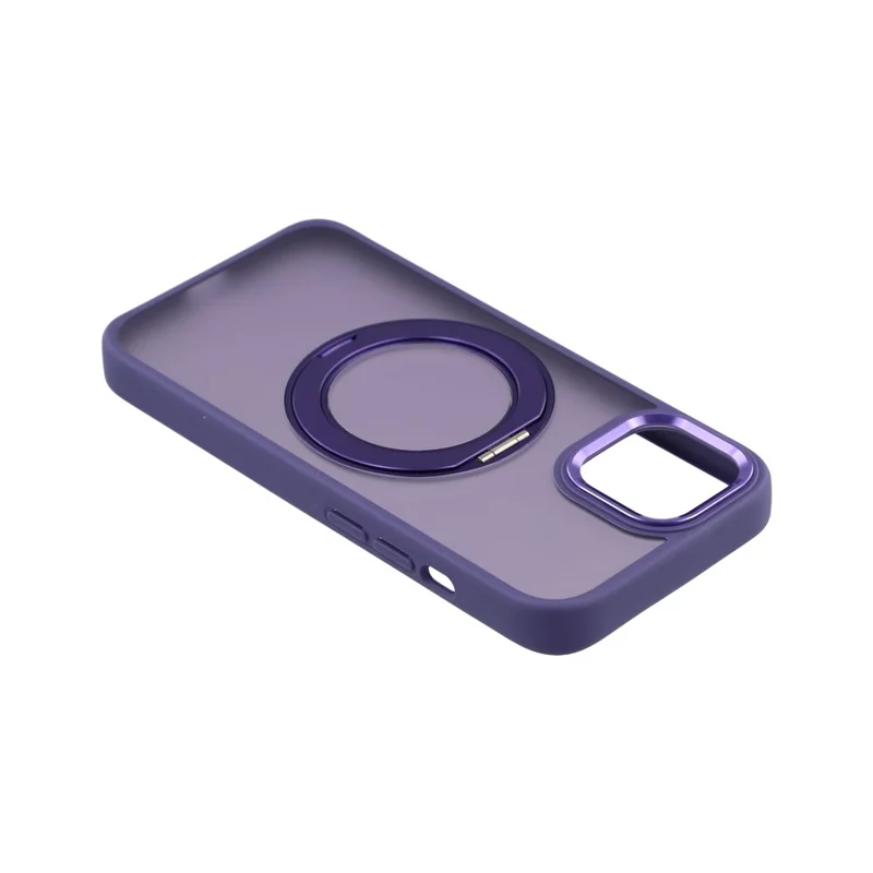 For iPhone 15 Plus / 14 Plus Case Rotating Kickstand TPU + PC Anti-slip Matte Phone Back Cover - Purple - 4