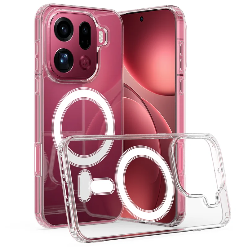 For Oppo Find X9 Pro 5G Clear Phone Magnetic Case TPU + Acrylic Back Cover - Clear - 1