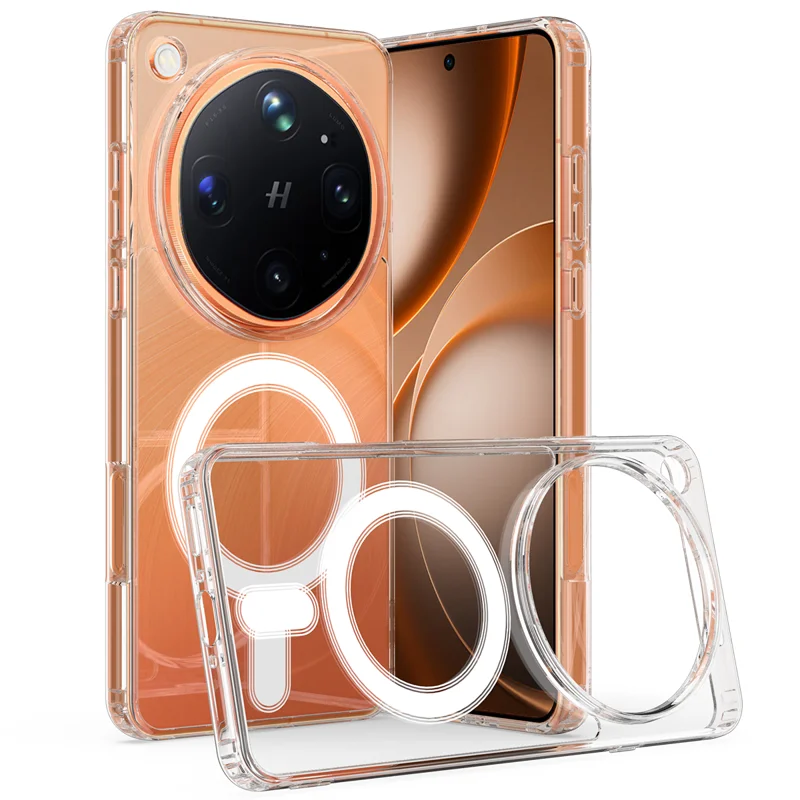 For Oppo Find X9 Ultra 5G Clear Phone Magnetic Case TPU + Acrylic Back Cover - Clear - 1