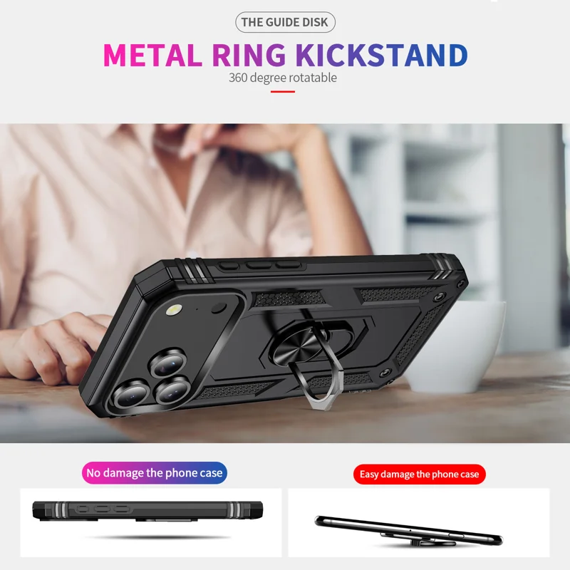 For iPhone 18 Pro Case PC + TPU Phone Cover with Kickstand - Black - 7