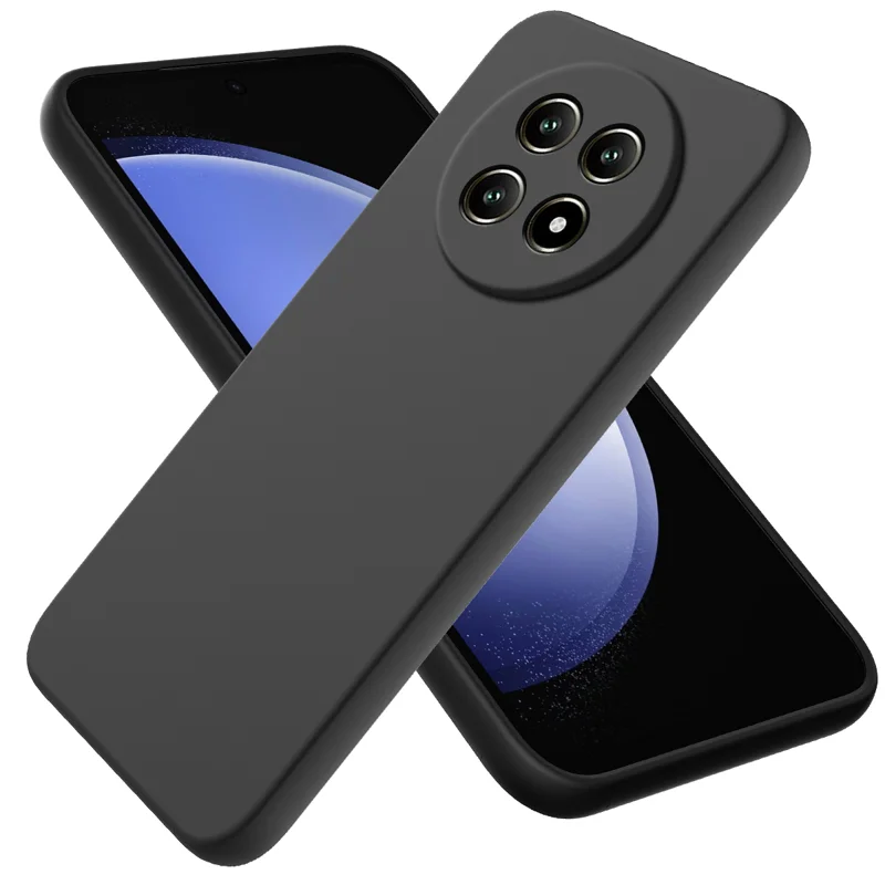 For Huawei nova 15 Max Liquid Silicone Case Phone Back Cover with Hand Strap - Black - 1