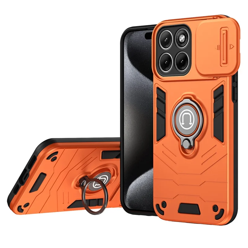 For Motorola Edge 70 Fusion+ 5G / 70 Fusion 5G Case Slide Camshield Kickstand PC + TPU Phone Cover - Orange - 1