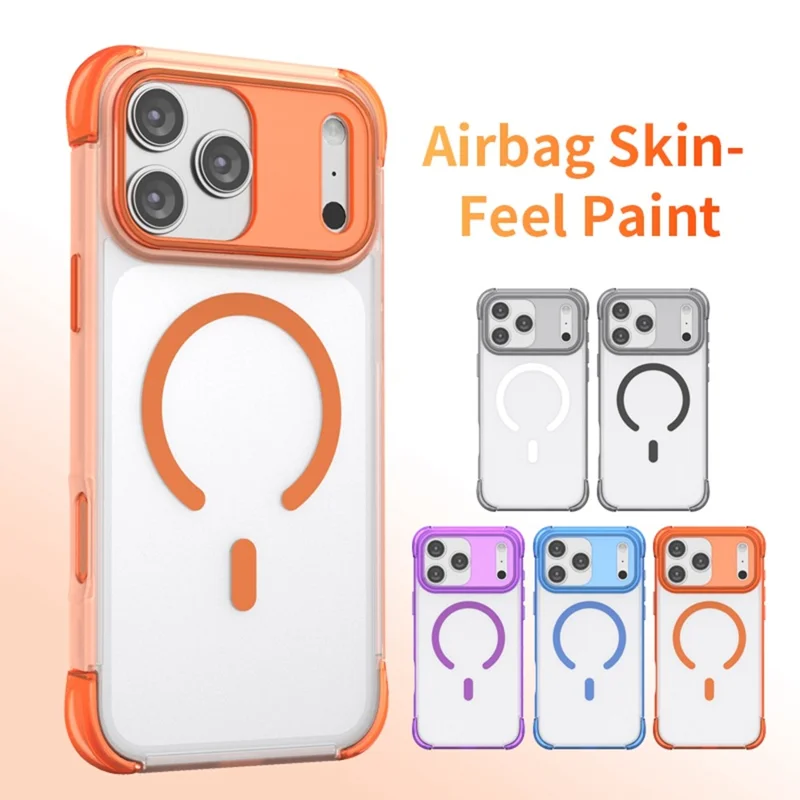 For iPhone 18 Pro / 17 Pro Magnetic Case Skin-touch PC + TPU Airbag Protection Phone Cover - Grey+Black - 4