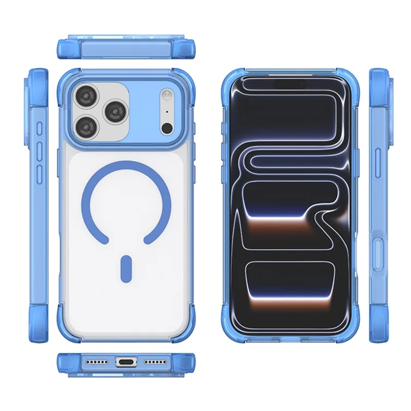 For iPhone 18 Pro / 17 Pro Magnetic Case Skin-touch PC + TPU Airbag Protection Phone Cover - Grey+Black - 9