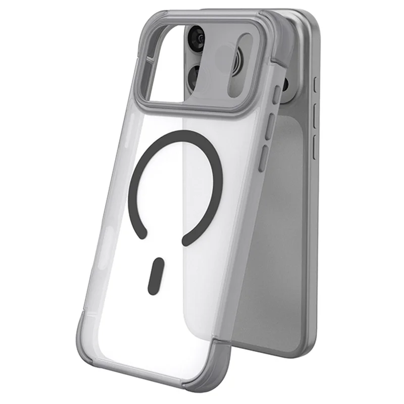 For iPhone 18 Pro Max / 17 Pro Max Magnetic Case Skin-touch PC + TPU Airbag Protection Phone Cover - Grey+Black - 2