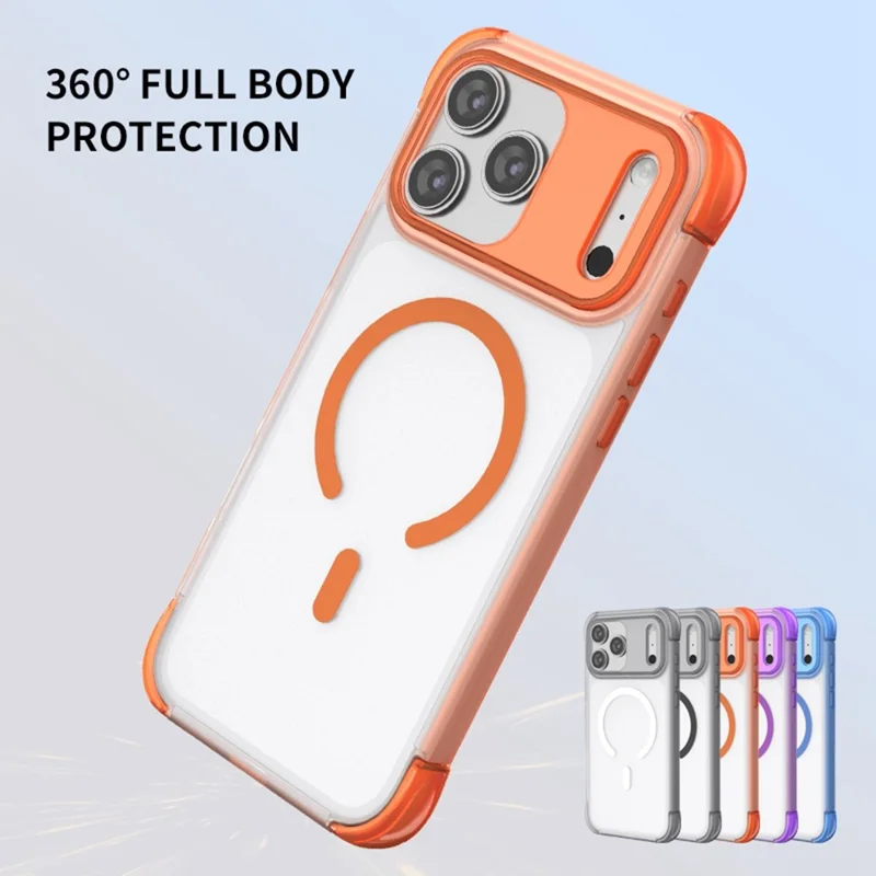 For iPhone 18 Pro Max / 17 Pro Max Magnetic Case Skin-touch PC + TPU Airbag Protection Phone Cover - Grey+Black - 3
