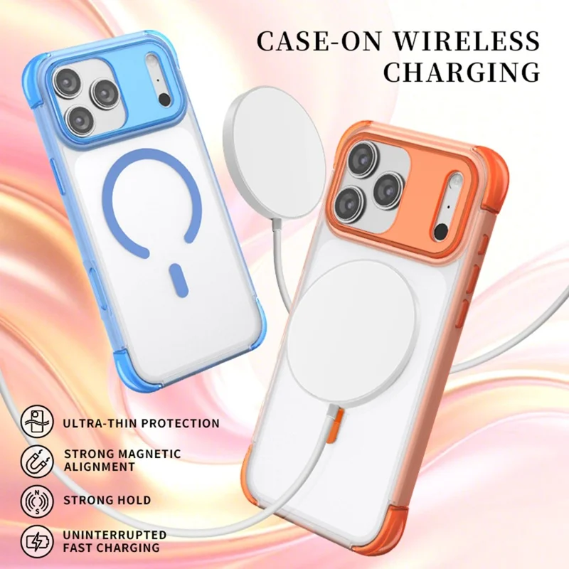 For iPhone 18 Pro Max / 17 Pro Max Magnetic Case Skin-touch PC + TPU Airbag Protection Phone Cover - Grey+Black - 6