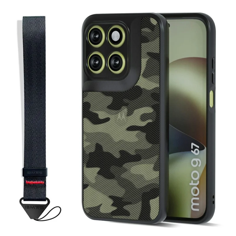 IBMRS Mobile Cover for Motorola Moto G77 5G / G67 5G Soft TPU + Hard PC Case with Wrist Strap (Precision Cutouts) - Artistic Camouflage - 1