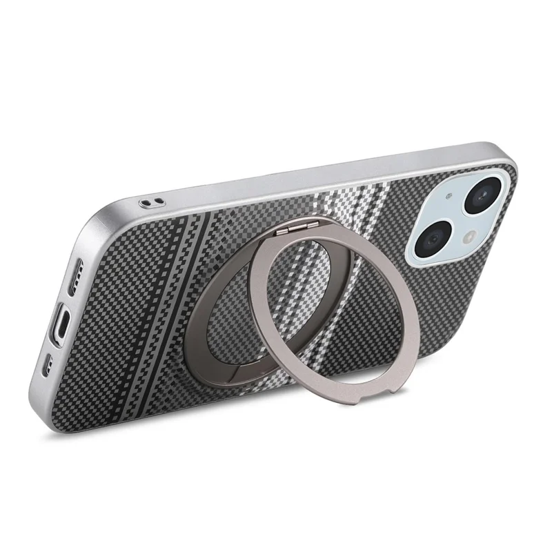 For iPhone 15 Case Magnetic Kickstand PU Leather + PC + TPU Gradient Phone Cover - Black - 4