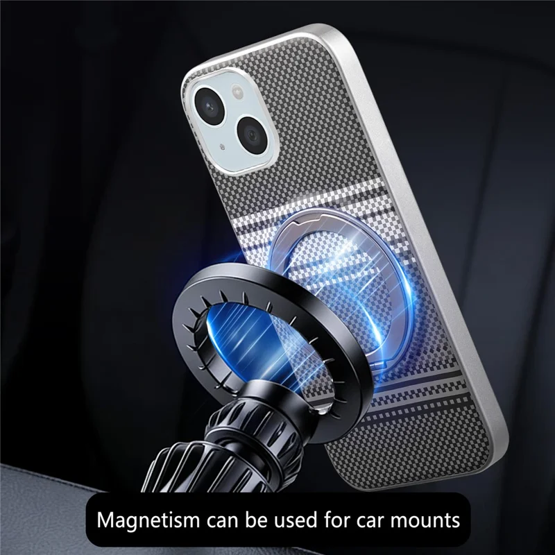 For iPhone 15 Case Magnetic Kickstand PU Leather + PC + TPU Gradient Phone Cover - Black - 5