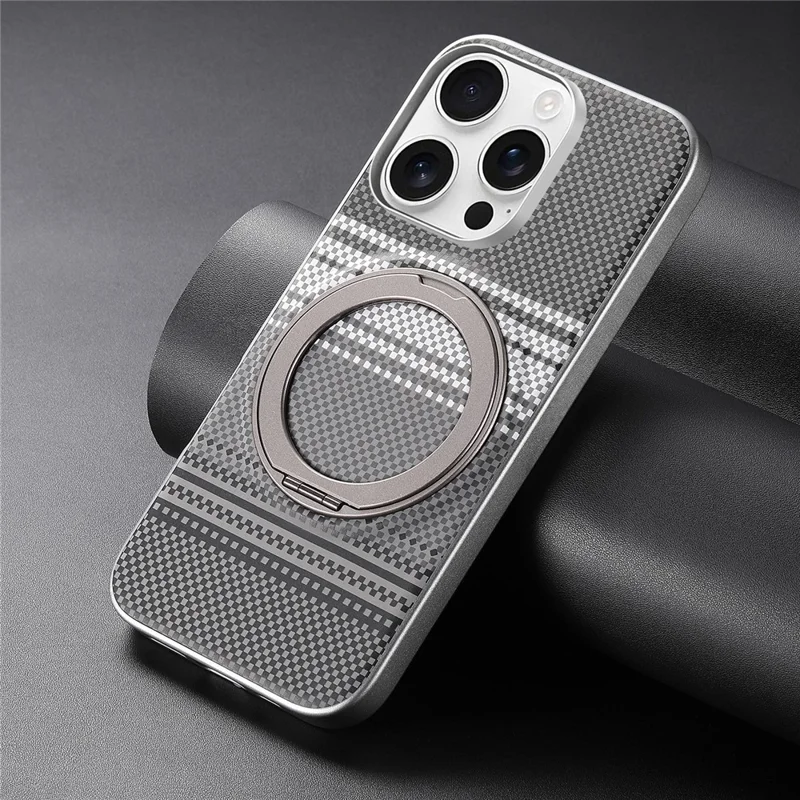 For iPhone 16 Pro Max Case Magnetic Kickstand PU Leather + PC + TPU Gradient Phone Cover - Black - 11