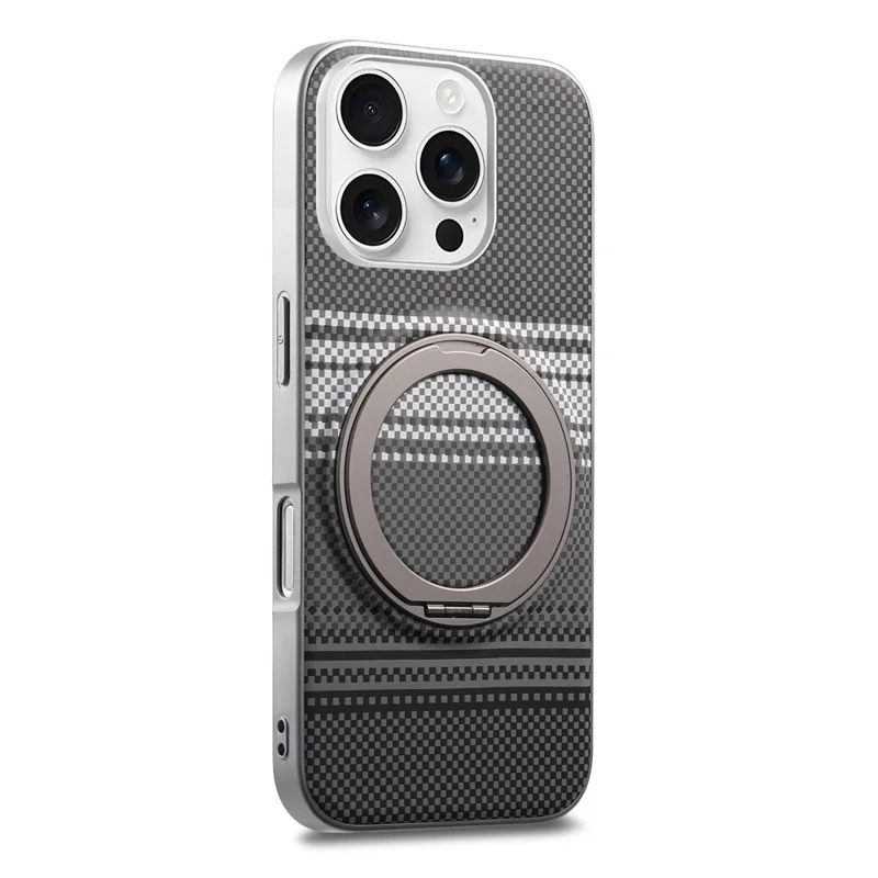 For iPhone 16 Pro Max Case Magnetic Kickstand PU Leather + PC + TPU Gradient Phone Cover - Black - 2