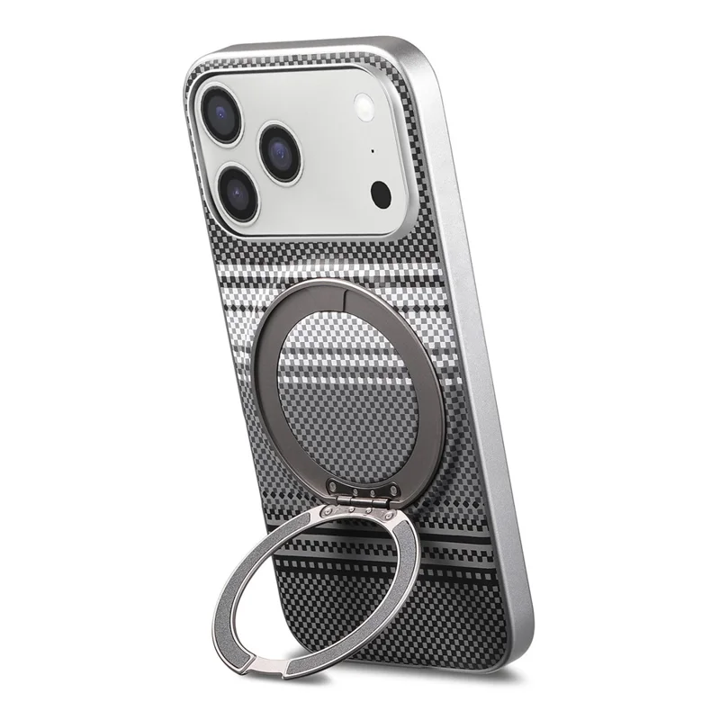 For iPhone 17 Pro Max Case Magnetic Kickstand PU Leather + PC + TPU Gradient Phone Cover - Black - 3