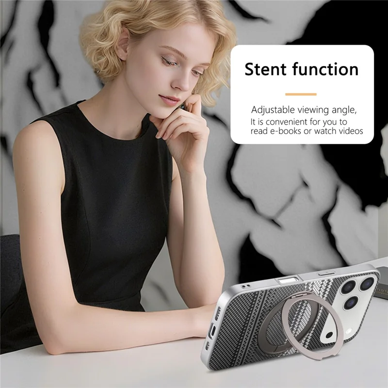 For iPhone 17 Pro Max Case Magnetic Kickstand PU Leather + PC + TPU Gradient Phone Cover - Black - 9