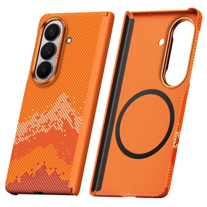 SULADA for Samsung Galaxy Z Fold8 Ultra Magnetic Case Golden Mountain Pattern Skin-Feel Hard PC Slim Phone Cover - Orange - 1