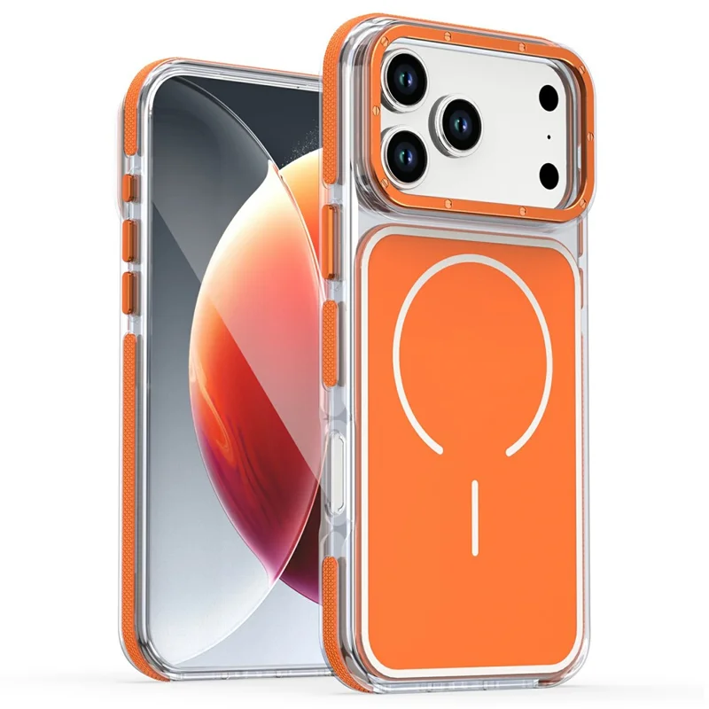 For iPhone 18 Pro Max Magnetic Case Dual Color Shockproof TPU PC Phone Cover - Orange - 1