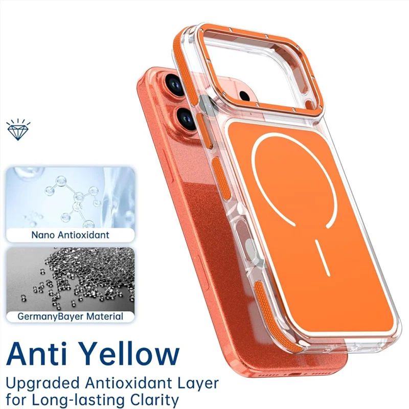 For iPhone 18 Pro Max Magnetic Case Dual Color Shockproof TPU PC Phone Cover - Orange - 2