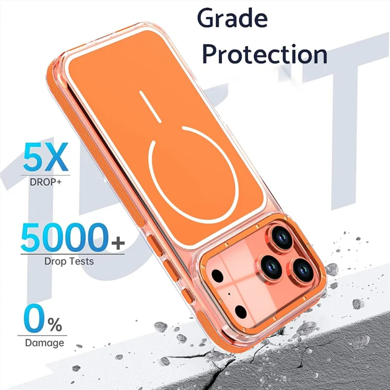 For iPhone 18 Pro Max Magnetic Case Dual Color Shockproof TPU PC Phone Cover - Orange - 3