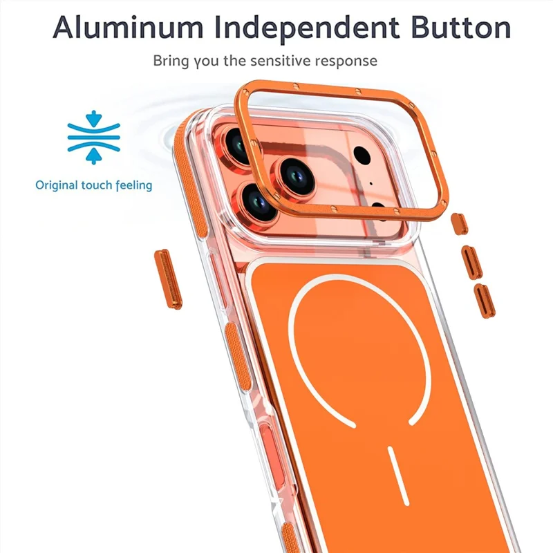 For iPhone 18 Pro Max Magnetic Case Dual Color Shockproof TPU PC Phone Cover - Orange - 5