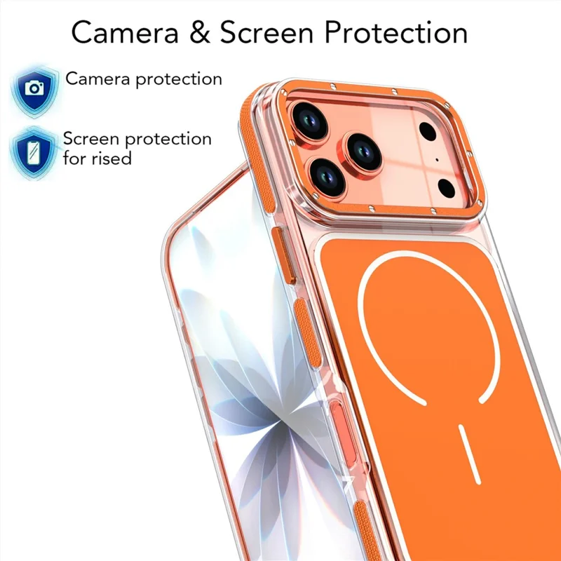 For iPhone 18 Pro Max Magnetic Case Dual Color Shockproof TPU PC Phone Cover - Orange - 6