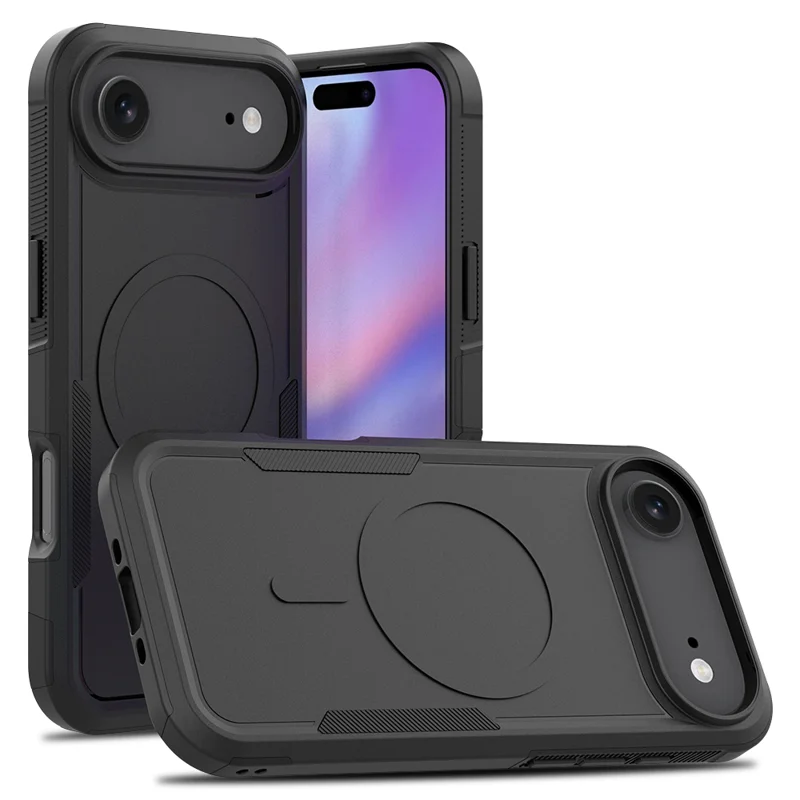 For iPhone Air Magnetic Case Dual Layer PC TPU Shockproof Phone Cover - Black - 1
