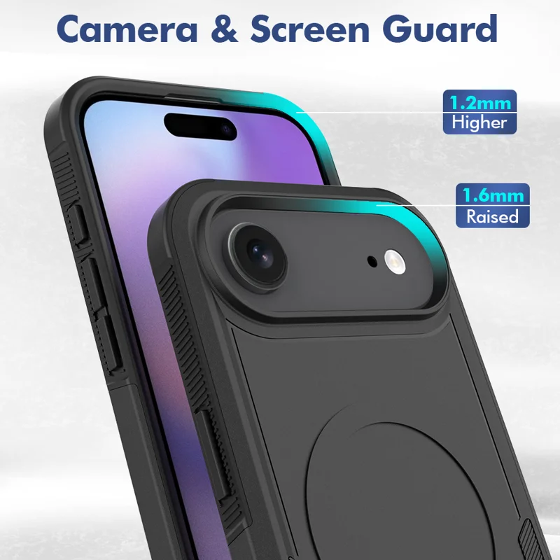 For iPhone Air Magnetic Case Dual Layer PC TPU Shockproof Phone Cover - Black - 3
