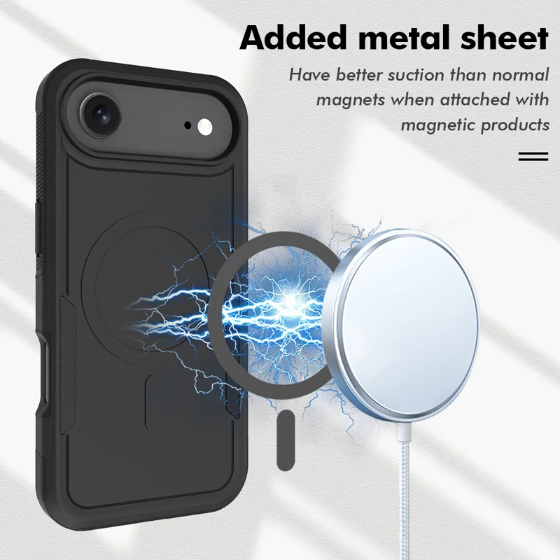 For iPhone Air Magnetic Case Dual Layer PC TPU Shockproof Phone Cover - Black - 7