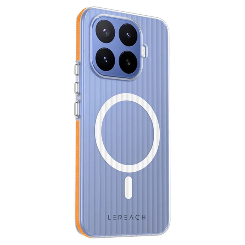 LEREACH TOC Series for Xiaomi 17T Pro Magnetic Case Flowing Grid PC Phone Cover - Orange - 1