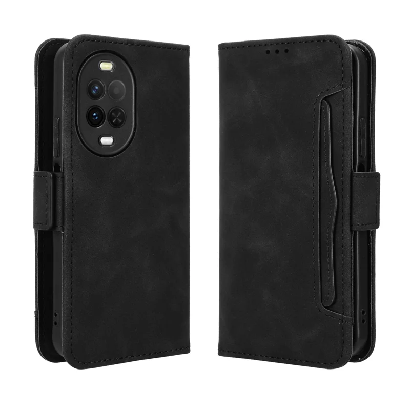 For Huawei nova 16z 5G Leather Case Phone Wallet Cover with Multiple Card Slots - Black - 1