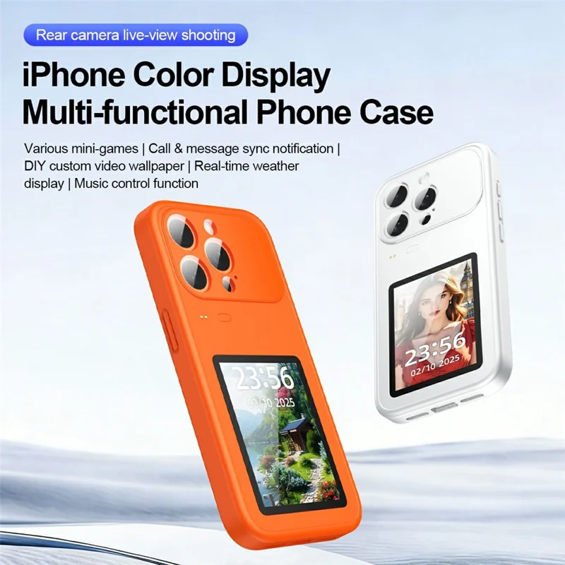 For iPhone 16 Pro Dynamic Phone Case 3.5 inch Multi-functional Color Screen Back Cover - Orange - 2