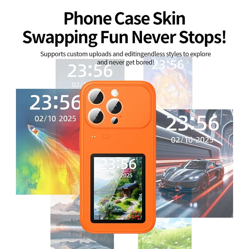 For iPhone 16 Pro Dynamic Phone Case 3.5 inch Multi-functional Color Screen Back Cover - Orange - 3