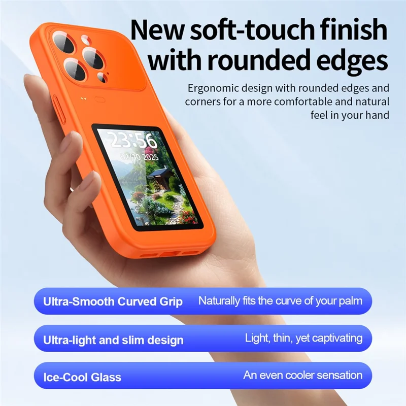 For iPhone 15 Pro Dynamic Phone Case 3.0 inch Multi-functional Color Screen Back Cover - Orange - 8