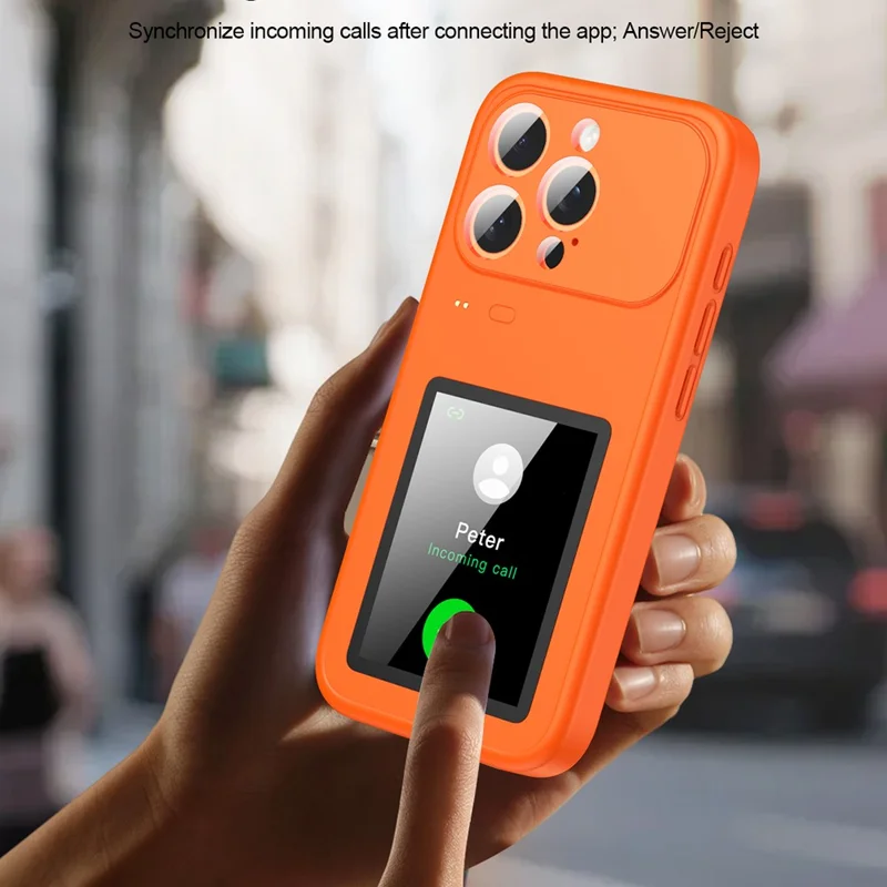 For iPhone 15 Pro Dynamic Phone Case 3.0 inch Multi-functional Color Screen Back Cover - Orange - 9