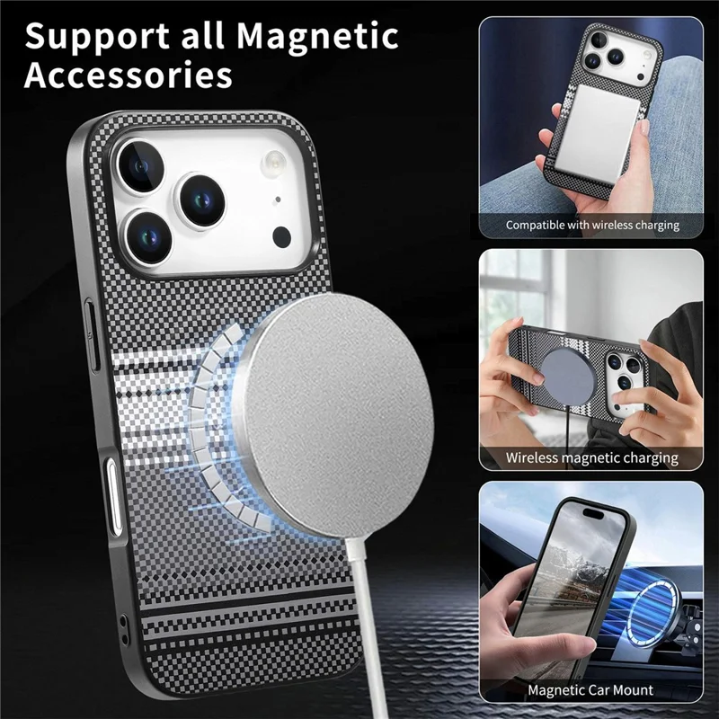 For iPhone 17 Pro Max Magnetic Case PU Leather + PC + TPU Gradient Phone Cover - Black - 6