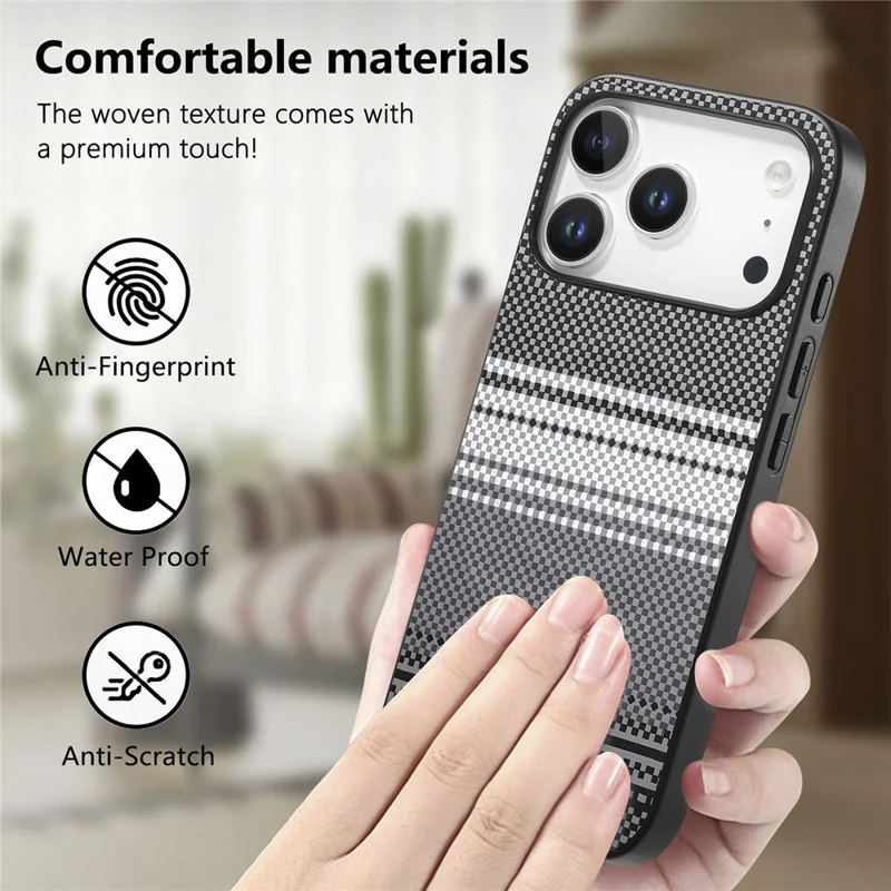 For iPhone 17 Pro Max Magnetic Case PU Leather + PC + TPU Gradient Phone Cover - Black - 8