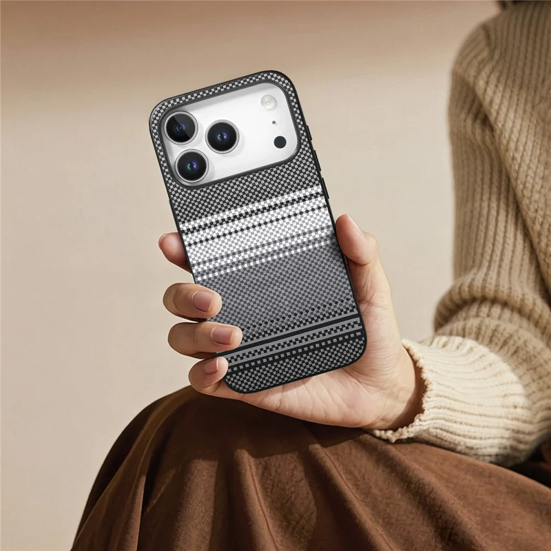 For iPhone 17 Pro Max Magnetic Case PU Leather + PC + TPU Gradient Phone Cover - Black - 9