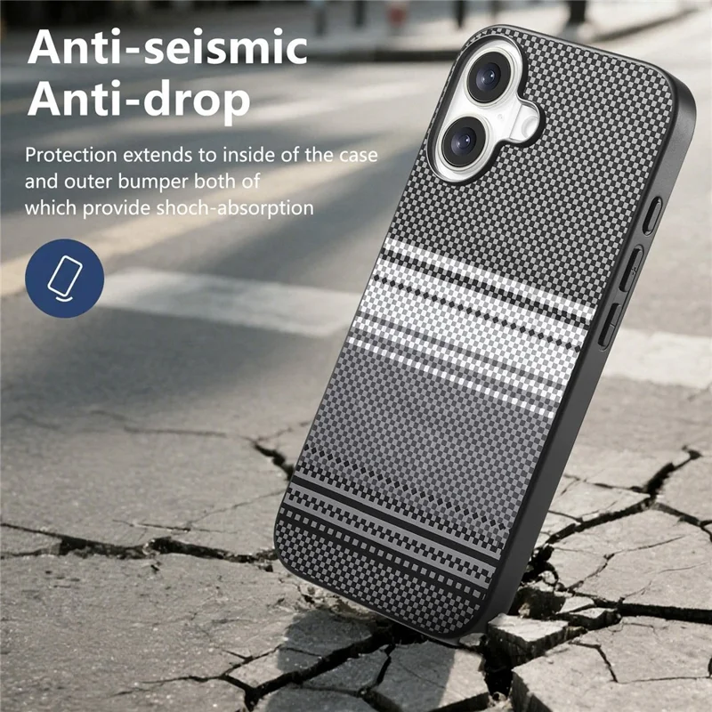 For iPhone 16 Magnetic Case PU Leather + PC + TPU Gradient Phone Cover - Black - 5