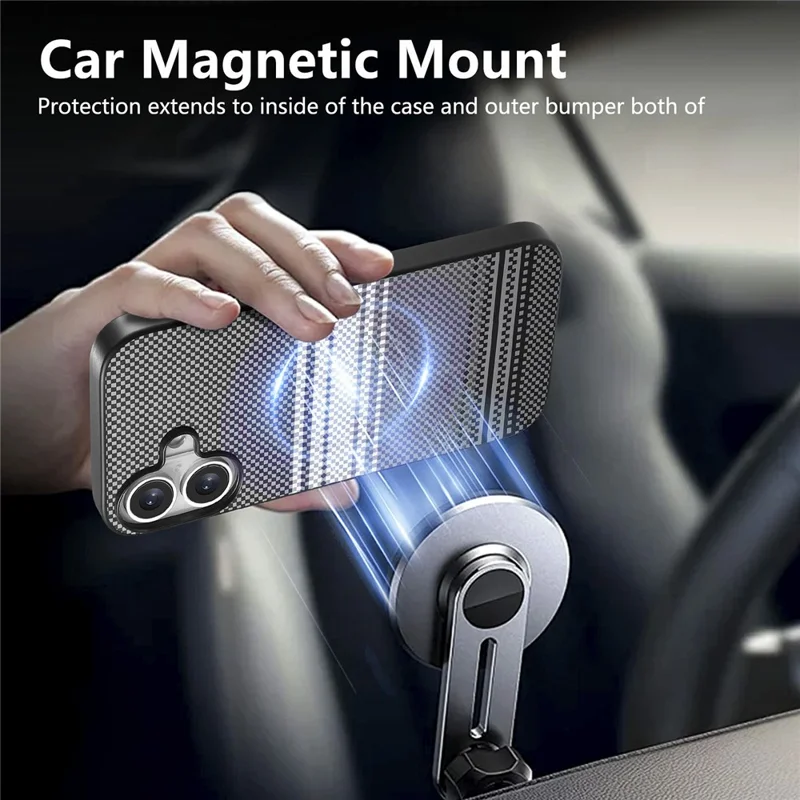 For iPhone 16 Magnetic Case PU Leather + PC + TPU Gradient Phone Cover - Black - 6