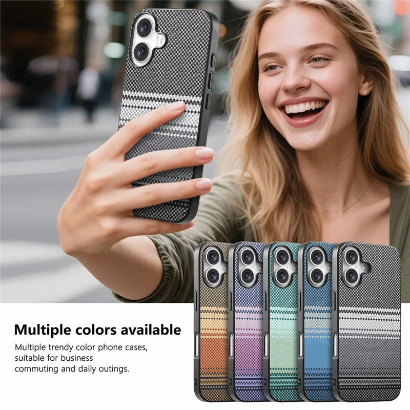 For iPhone 16 Magnetic Case PU Leather + PC + TPU Gradient Phone Cover - Black - 8