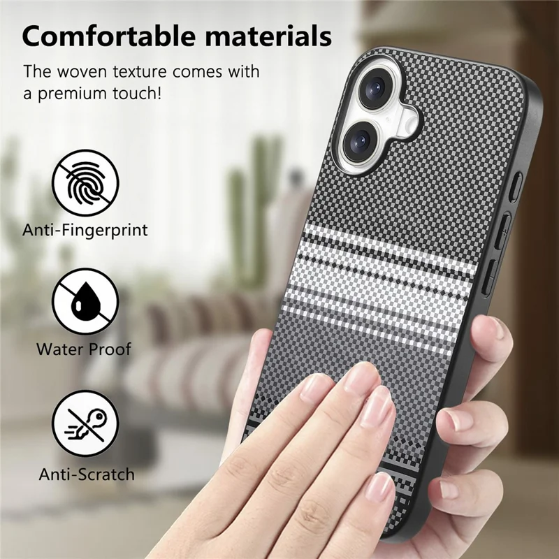 For iPhone 16 Magnetic Case PU Leather + PC + TPU Gradient Phone Cover - Black - 9