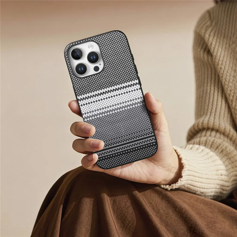 For iPhone 16 Pro Magnetic Case PU Leather + PC + TPU Gradient Phone Cover - Black - 9