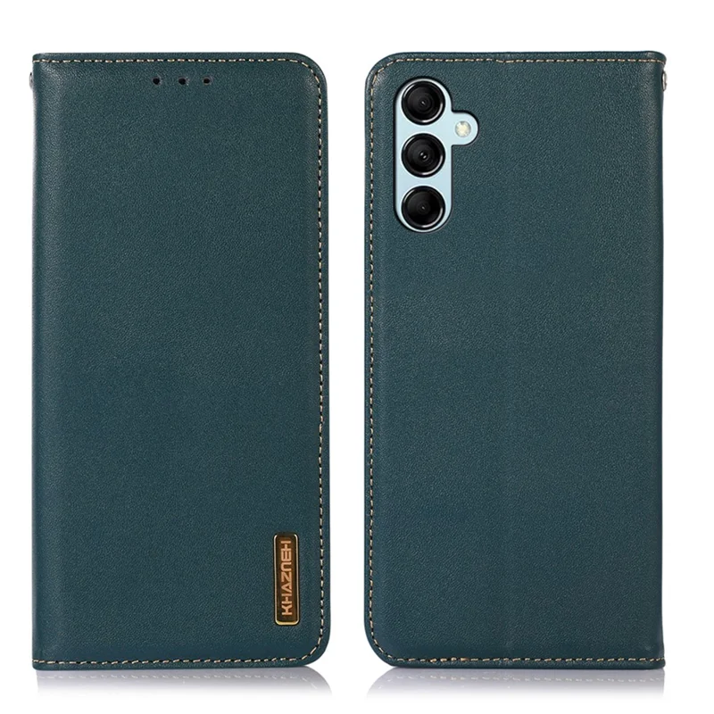 KHAZNEH For Samsung Galaxy S26 FE Case Wallet Genuine Cow Leather Phone Cover Nappa Texture - Green - 1