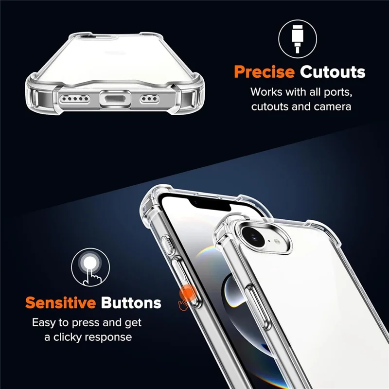 For iPhone 17e / 16e Case Military Grade Drop Protection Acrylic + TPU Phone Cover - Transparent - 2