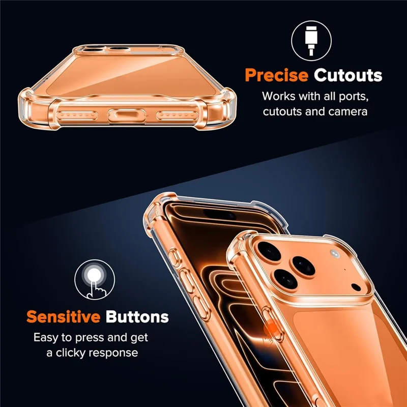 For iPhone 18 Pro Case Military Grade Drop Protection Acrylic + TPU Phone Cover - Transparent - 7